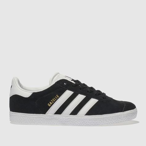 Fresher than ever, the adidas Gazelle arrives for your mini-trendsetter in a cool monochrome colourway. Downsized for kids, the iconic silhouette features a black suede upper, white 3-Stripes and gold foil branding. A durable rubber sole completes. UPPER: Suede & man-made,LINING: Fabric & man-made,INSOLE: Ortholite,OUTSOLE: Rubbercolour : Black & White Product code : 2700087250 White Gazelle, Adidas Gazelle Black, Black And White Trainers, Adidas Trainers, White Product, Adidas Gazelle Sneaker, Adidas Gazelle, Adidas Superstar Sneaker, Adidas Black