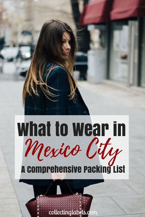 What to wear in Mexico City - an all-weather packing list for Mexico City. If you're coming to Mexico City in the wet season, in the winter, or anywhere in between, this guide on what to wear in Mexico City will help you plan it all! #mexicocity #whattowear #packinglist #mexico Mexico Outfit Ideas Winter, Fashion In Mexico City, Mexico Business Trip Outfits, Mexico City Outfits Winter, Mexico City Fall Fashion, Outfit Ideas For Mexico City, Mexico City Street Style 2022, Outfit For Mexico City, Outfit Ideas Mexico City