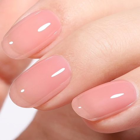 This is THE PERFECT jelly pink Chip Nails, Wedding Nail Colors, Jelly Gel Nail Polish, Peach Nail Polish, Nail Art French, Gel Manicure At Home, No Chip Nails, Peach Nails, Pink Gel Nails