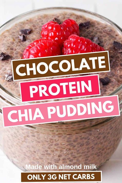 Indulge in this delicious chocolate protein chia pudding recipe, a perfect high protein breakfast or healthy dessert. Made with chia seeds, chocolate protein powder, and almond milk, it's packed with healthy fats and grams of protein. Ideal for meal prep, this creamy chia pudding is easy to make and customizable with your favorite toppings like cacao nibs and fresh strawberries. Try this chocolate chia protein pudding recipe for a quick and nutritious treat! Chia Seed Pudding Almond Milk, Chia Protein Pudding, Best Chia Pudding Recipe, Protein Pudding Recipe, Protein Chia Seed Pudding, Protein Chia Pudding, Healthiest Protein Powder, Chia Pudding Recipes Healthy, Easy Protein Meals