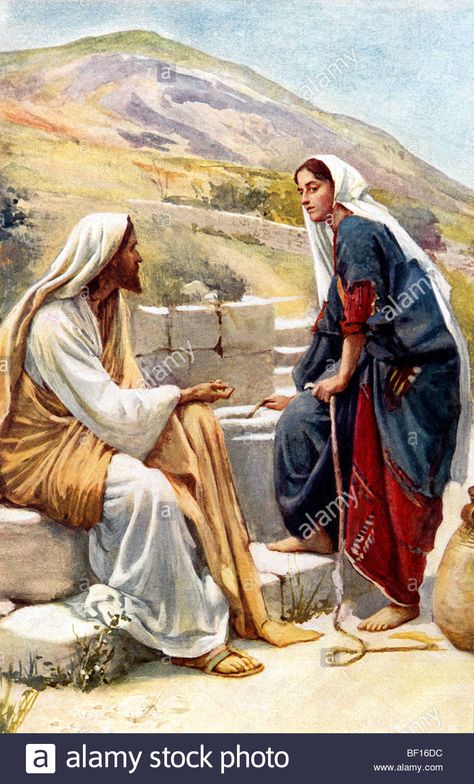 Woman At The Well, Catholic Pictures, Pictures Of Christ, Religious Pictures, Bible Illustrations, Bible Images, Bible Pictures, Ayat Alkitab, Christian Pictures