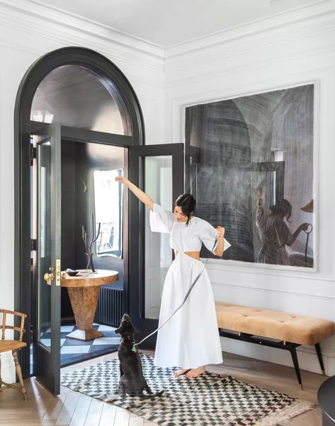 Brownstone Interiors, Steel Frame Doors, Athena Calderone, Trendy Interiors, Brooklyn Brownstone, Famous Interior Designers, Entrance Interior, Small Hallway, Inside Interiors