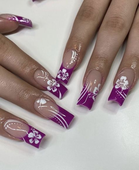 Hawaiian Nails, Simple Acrylic Nails, Classy Acrylic Nails, Unique Acrylic Nails, Long Square Acrylic Nails, Bling Acrylic Nails, Laugh Out Loud, Square Acrylic Nails, Beauty Nail