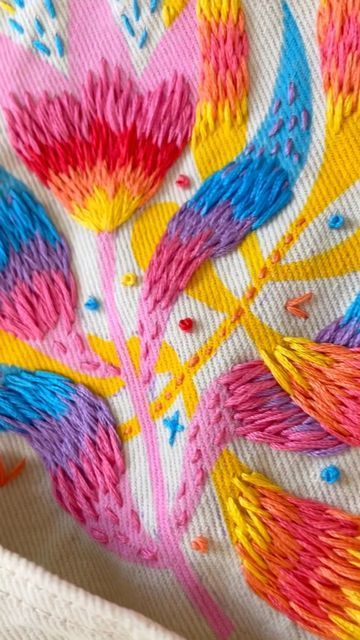 Polina Oshu Embroidery, Oshu Pattern, Kitschy Crafts, Art Materials List, Polina Oshu, Paint Embroidery, Last Hours, Clothes Embroidery Diy, Painted Fabric