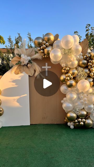 Baptism ✨ Custom backdrops and sign by @ldwoodworkcreations Balloons purchased at @dulceriacandyspots used @ellies_brand Baby’s breath… | Instagram Baptism Balloon Arch, Baptism Decorations Backdrops, Baptism Backdrop, Baptism Photos, Custom Backdrops, Baby S Breath, Photo Stands, October 21, Entrance Decor