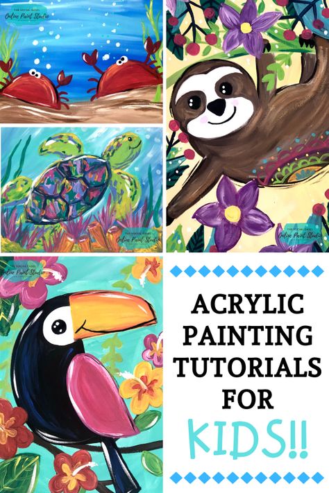 Easy to follow Online Video Painting Tutorials for Kids! These Art Lessons for Kids are perfect for all the moms out there who need something fun and creative for their kids! Step-by-Step Acrylic Painting Video Tutorial for Kids #kidpaintingideas #thesocialeaselonlinepaintstudio #learntopaint Kid Painting Ideas Kids Activities Kids Art Party Painting Tutorials Kids Art Projects Learn How to Paint for Beginners Kid Craft Ideas Kids Camp Activities Easy Acrylic Painting on Canvas Acrylic Painting Painting For February, Art Lessons For Beginners, How To Paint For Beginners Step By Step, Summer Canvas Painting Ideas Kid Art, How To Paint Easy Step By Step, Easy Acrylic Painting Ideas Step By Step, Mom And Me Painting Ideas, Easy Kids Canvas Painting Ideas, Kids Paint Night Ideas