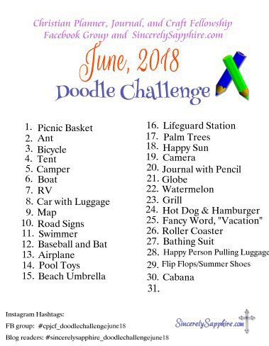 SSapphire Jun18 June Doodle Challenge, June Drawing Challenge, Vacation Doodles, Summer Vacation Theme, Doodle Prompts, Doodle Challenge, Artist Block, Artist Lifestyle, 30 Day Art Challenge