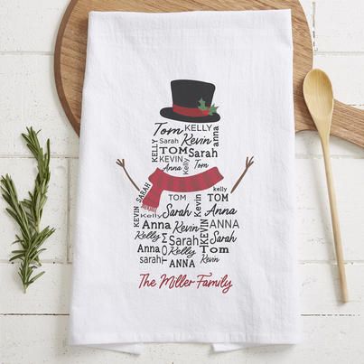 Personalize the NEW Snowman Tea... - Personalization Mall | Facebook Snowman Name, Personalised Placemats, Personalization Mall, Personalized Tea Towel, Kitchen Christmas Gifts, Kitchen Christmas, Christmas In July Sale, Christmas Vinyl, Snowman Gifts