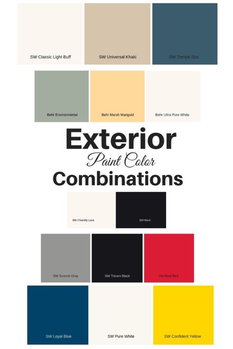 Choosing exterior paint color combinations can be intimidating. Use these awesome colors to take the guess work out of  it #paintcolors #exteriorpaint #exteriorpaintcolorcombinations Outside Building Paint Colors, White Colour Combination For House Exterior, Building Facade Color Combination, Best Elevation Colour Combination, Exterior Color Combinations House, Exterior House Paint Color Combinations Indian Asian Paints, Color Combinations Home Exterior, Building Color Combination, Outdoor Wall Painting Ideas Exterior Colors