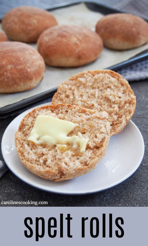 These spelt rolls have a wonderful lightly nutty flavor, tender crumb and are perfect for lunch or as a side to a meal. Soft, flavorful and versatile. #spelt #bread #baking Spelt Rolls, Spelt Bread Recipe, Spelt Flour Recipes, Sprouted Wheat Bread, Spelt Recipes, Spelt Bread, Breakfast Bread Recipes, Yeast Breads, Best Bread Recipe