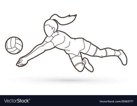 Volleyball Sketches To Draw, Volleyball Drawing Easy, Volleyball Player Drawing, Playing Volleyball Drawing, Volleyball Drawings, Volleyball Sketch, Volleyball Coloring Pages, Action Woman, Woman Volleyball