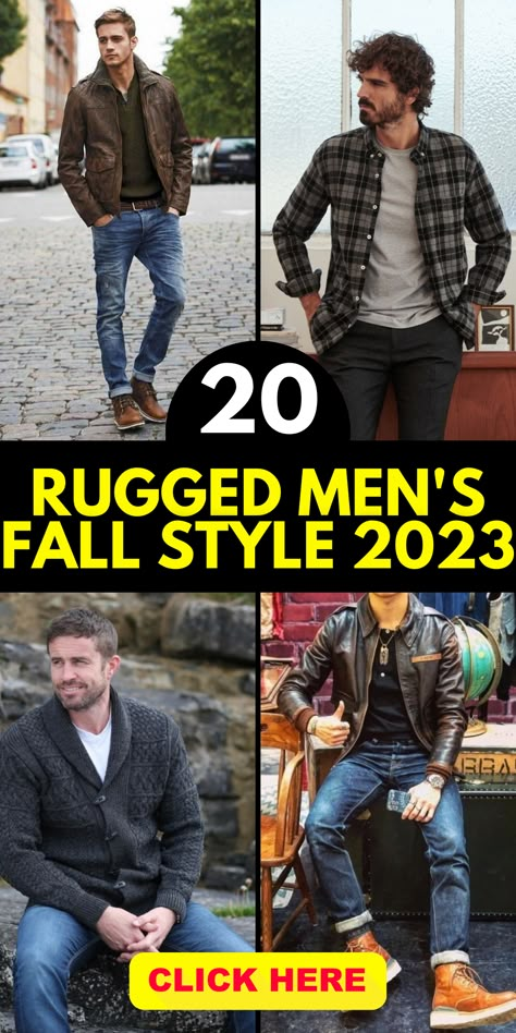 Embrace the vintage-inspired charm of men's fall style in 2023. Our collection of outfits combines classic elements with a modern twist, creating a unique and stylish look. From retro patterns to nostalgic accessories, discover the perfect pieces to infuse your wardrobe with vintage flair. Capture the spirit of the past while staying on-trend with our selection of carefully curated outfits. Embrace the timeless appeal of vintage fashion and make a statement this fall. Men’s Latest Fashion, 35 Yr Old Mens Fashion, Men’s Casual Outfit Ideas, How To Dress Your Man, Mens Casual Outfits Over 40, Men’s Casual Looks, Rugged Men Outfits, Mens Fashion Inspo Casual, Men’s Casual Dress Outfits With Jeans