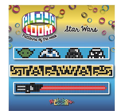 Star Wars Bead Loom Patterns, Starwars Bracelet Pattern, Alpha Loom Patterns Templates, Alpha Patterns Star Wars, Alpha Loom Patterns, Crazy Loom, Loom Knitting Stitches, Rainbow Loom Patterns, Seed Bead Bracelet Patterns