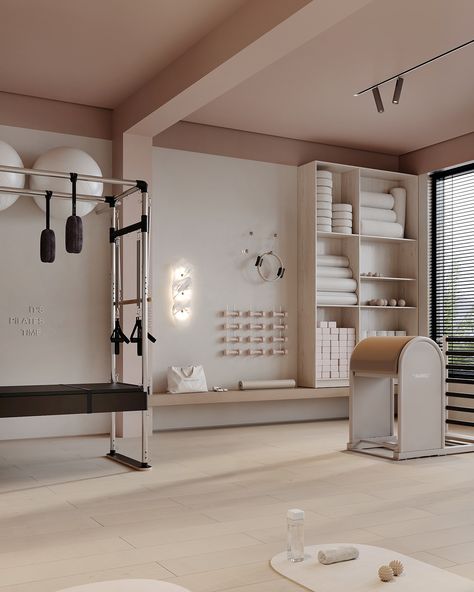 STUDIO PILATES :: Behance Studio Mirrors, Ballet Studio At Home, Yoga Studio Bathroom, Pilates Studio At Home, In Home Pilates Studio, Pilates Design Studio, Boho Pilates Studio, Home Dance Studio Ideas, Boutique Pilates Studio Design