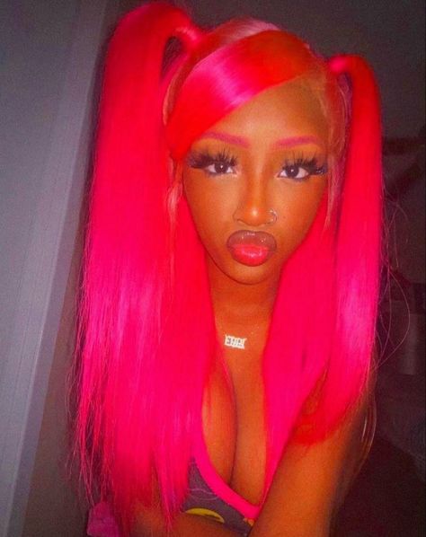 Pink Wigs, Y2k Hairstyles, Dyed Natural Hair, Pink Wig, Hair Stylies, Human Virgin Hair, Dope Hairstyles, Baddie Hairstyles, Hair Inspo Color