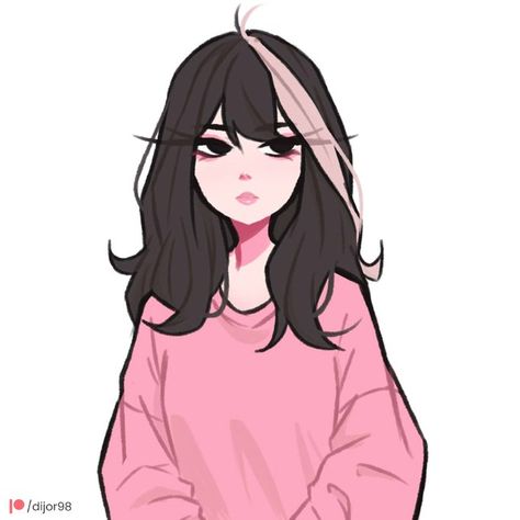 Dijor (@dijor98) / Twitter A Girl, Black Hair, Twitter, Hair, Anime, Pink, Black, Art