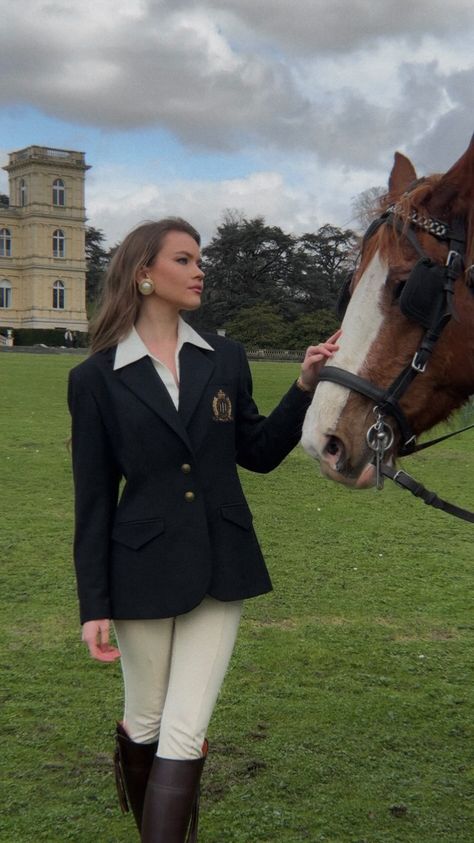 Equestrian vibe 🐎 @fairfaxandfavor Old Money boots & Wool Blazer @fairfaxandfavor #oldmoney #oldmoneyaesthetic #oldmoneystyle… | Instagram 90s Equestrian Style, Riding Outfit Equestrian Aesthetic, Old Money Horse Riding Aesthetic, Old Money Core Outfit, Old Money Equestrian Aesthetic, Classy Hobbies, Horse Riding Fits, Vintage Equestrian Aesthetic, Old Money Boots