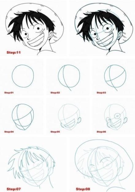 Step-by-step drawing tutorial for Luffy from One piece  #drawing #luffy #piece #tutorial Anime Drawings For Beginners, One Piece Cartoon, Pencil Sketch Images, Art Painting Tools, Manga Drawing Tutorials, Naruto Drawings, Draw Anime, Sketches Tutorial, Easy Drawings Sketches