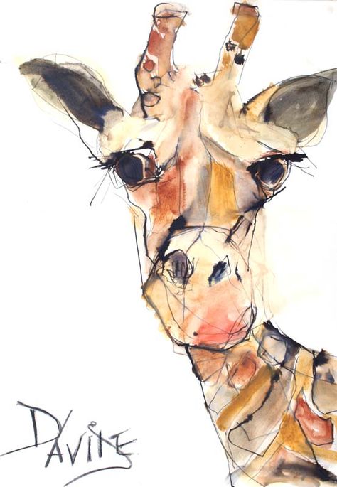 Line And Wash Animals, Valerie Davide, Giraffe Painting, Giraffe Art, Watercolor Projects, 수채화 그림, Animal Sketches, Giraffes, Watercolor Animals