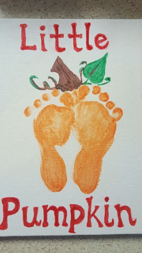 Fall Themed Crafts For Infants, Pumpkin Arts And Crafts For Infants, First Halloween Footprint Art, Fall Paint Ideas For Toddlers, Fall Keepsakes For Toddlers, Infant Fall Art Projects, Fall Infant Projects, Infant Footprint Halloween Art, October Footprint Crafts