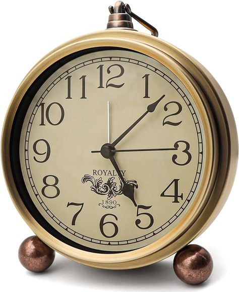 Amazon.com: Maxspace Vintage Analog Clock,5.2 inch Super Silent Clock,Battery Operated Alarm Clock for Bedrooms Desk Travel and Room Decor : Home & Kitchen Small Desk Clock, Rose Clock, Golden Table, Retro Alarm Clock, Analog Alarm Clock, Desk Alarm Clock, Gold Clock, Small Clock, Vintage Alarm Clocks