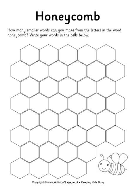 Ile słów - plaster miodu Shape Coloring Pages, Keeping Kids Busy, Honeycomb Shape, Preschool Projects, Shapes Preschool, Pattern Coloring Pages, Bee Inspired, Word Puzzles, Jar Diy