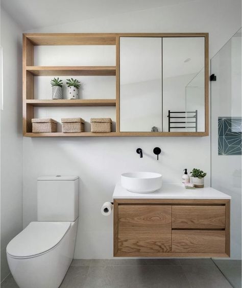 Bathroom Cabinets Designs, Timber Vanity, Small Bathroom Interior, Bad Inspiration, Bathroom Mirror Cabinet, 아파트 인테리어, Bathroom Inspiration Decor, Bathroom Layout, Bathroom Renos