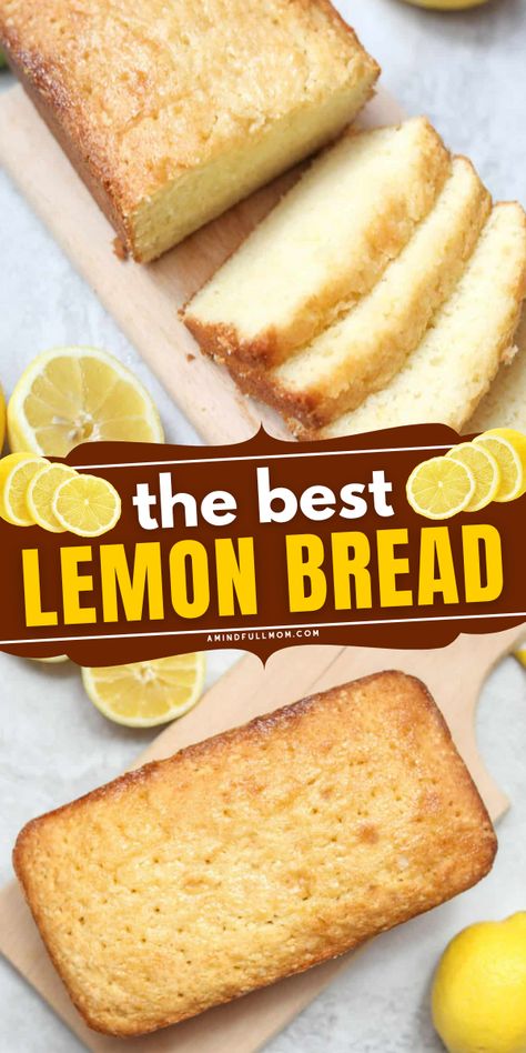 This is the BEST Lemon Bread recipe! It comes straight from my great grandma's recipe box and produces Lemon Bread that is tender, moist, and full of bright lemon flavor. Lemon Loaf Bread, Easy Lemon Bread, Lemon Bread Recipes, Lemon Loaf Recipe, Lemon Bread, Lemon Cake Mixes, Lemon Loaf, Lemon Pudding, Lemon Glaze