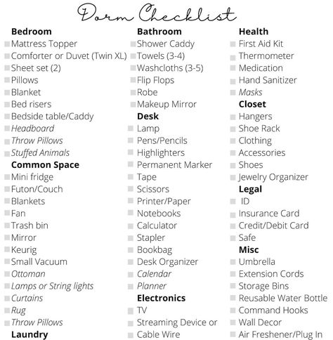 Dorm Move in Checklist college University Packing - Etsy Organisation, Dorm Room Checklist Freshman Year, College Move In Checklist, Packing Up House To Move, Packing Schedule For Moving, Cute Dorm Room Ideas Colleges, College Dorm Gift Basket, Dorm Suite Ideas, Collage Dorm Room Ideas