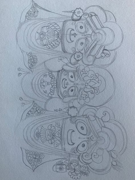 Jagannath Lord Sketch, Drawing Of Lord Jagannath, A5 Paper Drawings, Jay Jagannath Drawing, Jagganath Lord Drawing Easy, Ancient Drawing Ideas, Jagannath Sketch Pencil, Drawing Of Jagannath, Jagganath Lord Drawing