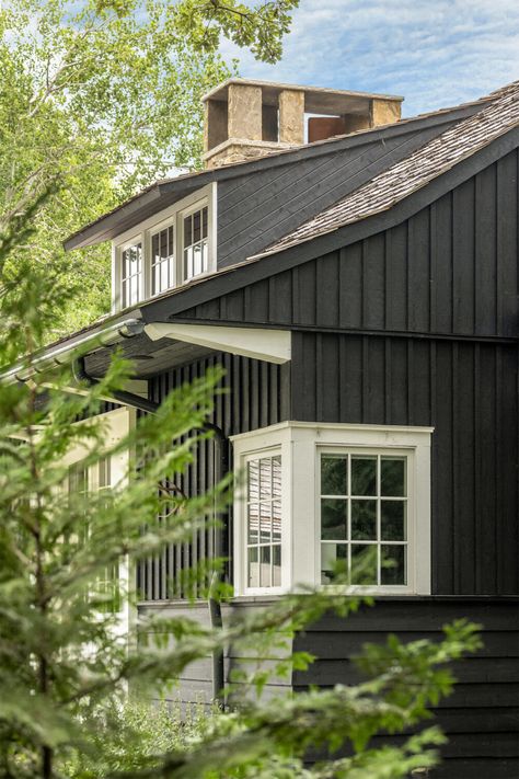 Moonlight Cottage | Murphy & Co Design Dark Exterior Cottage, Dark Cottage Exterior, Lake House Decks, Mountain Cottage Exterior, Classic Lake House, Mountain Cottage Interiors, Lake Cottage Exterior, Camp Exterior, Moonlight Cottage