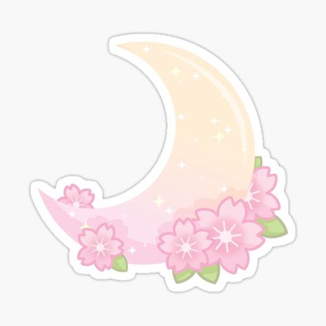 A cute gradient moon adorned with cherry blossoms all around, a delightful spring vibe in a calming pink color scheme. • Millions of unique designs by independent artists. Find your thing. Japan Cherry Blossom Outfit, Overlay Watermark, Sakura Stickers, Esoteric Tattoo, Cherry Blossom Sticker, Cherry Blossom Outfit, Cherry Blossom Drawing, Pastel Stickers, Gfx Roblox Background