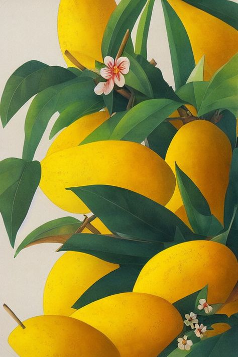 Mangos #1, on ArtStation at https://www.artstation.com/artwork/vJVb5x Mango Paintings Acrylic, Mango Artwork, Mango Painting, Mango Images, Mango Oil Painting, Plant Leaves, Mango, Art Design, Orange