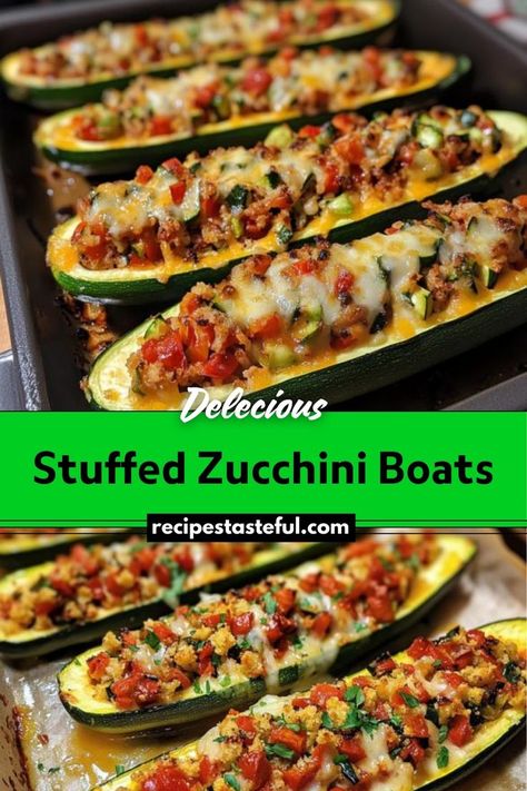 Stuffed Zucchini Boats are a delightful and healthy dish featuring zucchini halves filled with a savory mixture of ground meat, vegetables, marinara sauce, and topped with melted cheese. Perfect for a light meal or a hearty appetizer. Zucchini Stuffed Boats, Stuff Zucchini Boats, Hearty Appetizer, Boat Recipes, Zucchini Boat, Zucchini Boat Recipes, Stuffed Zucchini Boats, Festive Appetizers, Stuffed Zucchini