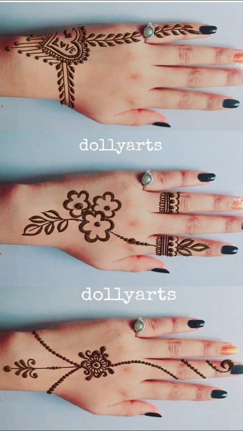 Simple and easy mehndi design for girls ❤️✨🥀 Mendhi Tattoo Ideas, Short Mehndi Design For Kids, Simple Short Mehndi, Simple Short Mehndi Designs, Easy Henna Designs For Kids, Easy Mehndi Designs For Kids, Henna Finger Designs, Mehandi Designs For Kids, Mendhi Ideas