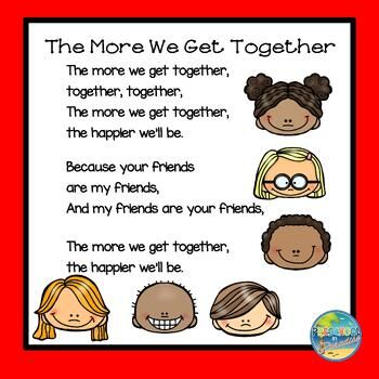 Songs, Rhymes, and Fingerplays are super important aspects of Early Childhood Education. These activities are essential elements to use when teaching little ones. They provide children with opportunities to participate in a wide range of visual, auditory, kinesthetic, and tactile activities.  Children can memorize Nursery Rhymes, play with rhyming words and sounds, and be silly while participating in these activities. This resource will provide you with the following items associated with the fa My Class Is A Family Activities Preschool, Songs And Fingerplays Preschool, Kindness Songs Preschool, The More We Get Together Song, Family Theme Preschool Activities Circle Time, Rhyming Songs Preschool, Everyday Friends Activities For Toddlers, Walking In A Line Preschool, Friendship Songs Preschool