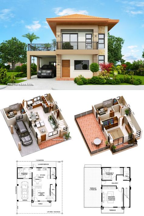 Havana Is A Two Storey House With 3 Bedrooms With Usable Floor Area Of Terrace House Design, House Design Drawing, Two Story House, Best Modern House Design, House Design Exterior, House Plan Gallery, House Arch Design, Two Storey House, Modern House Exterior Colors