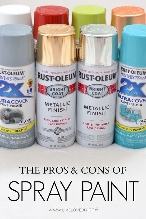 Everything you need to know about spray paint all in one place! This is great! Spray Paint Tips, Paint Tips, Folding Origami, Paint Furniture, Painting Tips, Spray Painting, Diy Projects To Try, Pros And Cons, Household Hacks