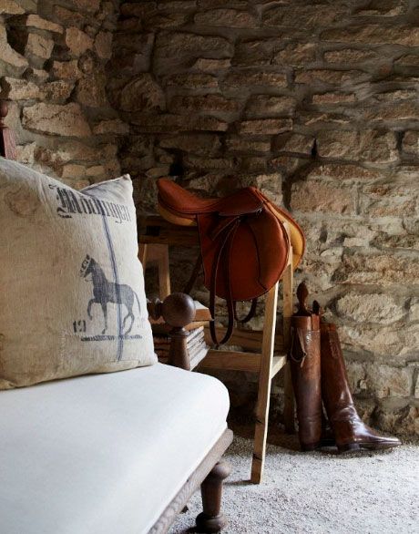 ILLUMINATION Leather Wing Chair, Stone Cottages, Equestrian Chic, Motif Art Deco, Equestrian Decor, Stone Barns, Fall Inspiration, Horse Decor, Tack Room