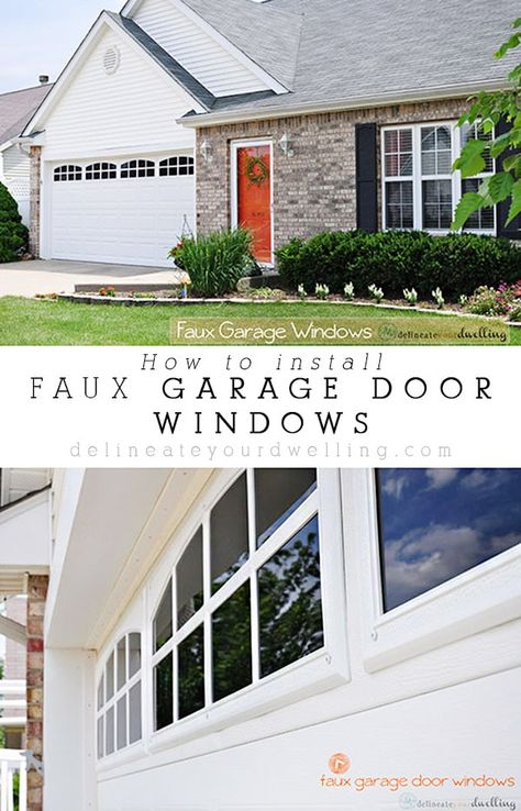 Pretty Garage Doors, Faux Garage Door Windows, Garage Door Update, Faux Windows, Garage Windows, Carriage Garage Doors, Garage Door Hardware, Garage Door Windows, Garage Floor Paint