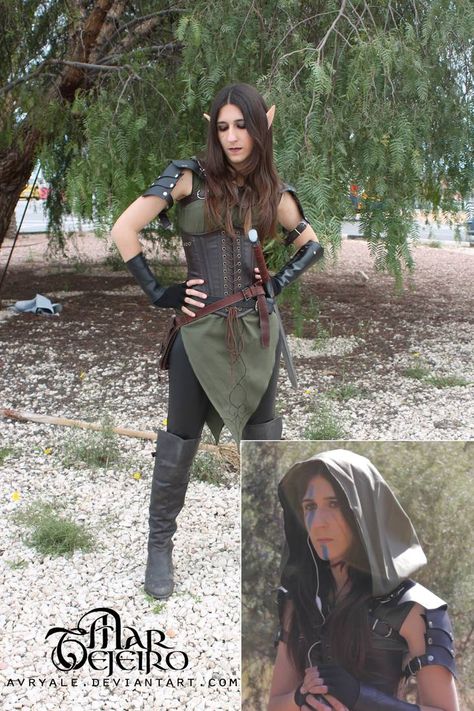 Avryale - LARP Elf Ranger costume by Avryale on DeviantArt Larp Elf, Archer Costume, Elven Cosplay, Elven Costume, Ranger Costume, Ren Faire Ideas, Elf Ranger, She Kills Monsters, Ren Faire Outfits