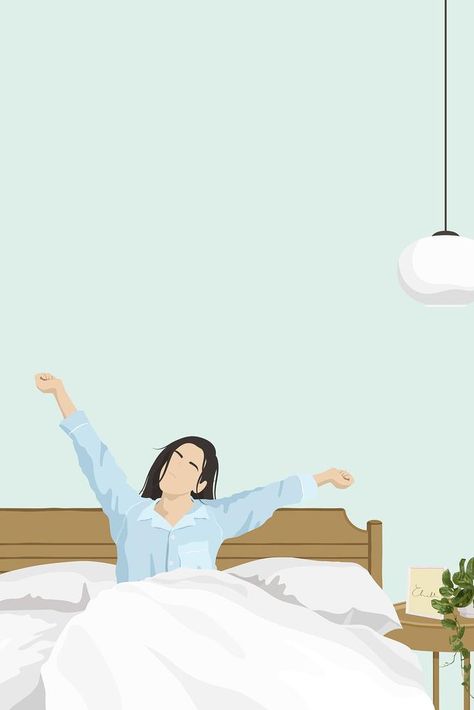 How Girls Sleep, Waking Up Aesthetic, Caring About What Others Think, Bed Illustration, Bedroom Illustration, Up Aesthetic, Aesthetic Illustration, Thinking About You, Morning Cartoon