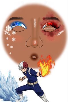 Todoroki Makeup Inspired, Todoroki Makeup, Makeup Anime, Anime Eye Makeup, Anime Cosplay Makeup, Makeup Drawing, Anime Makeup, Eye Makeup Styles, Makeup Face Charts