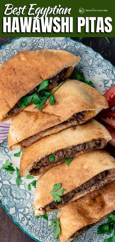 Egyptian Beef Recipes, Egyptian Dinner Recipes, Egyptian Food Recipes Easy, Hawawshi Egyptian, Hawawshi Recipe, Pita Sandwich Recipes, Egyptian Meals, Egypt Recipes, Sheek Kebab