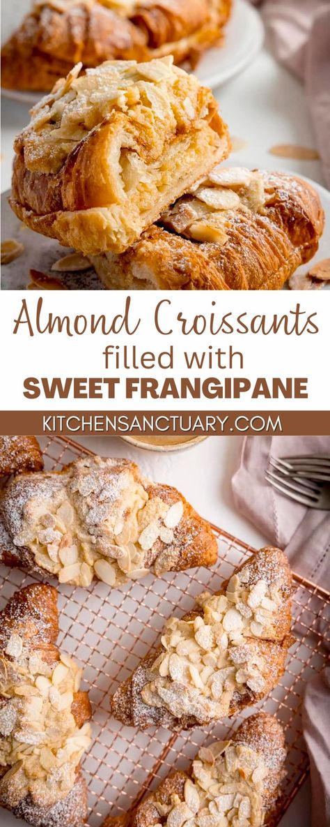 Almond Croissant Starbucks, Almond Croissant Recipes, Twice Baked Almond Croissant, Frangipane Recipe Almond, Almond Crossiant Filling, Essen, Pie, Homemade Almond Croissants, Trader Joes Almond Croissants