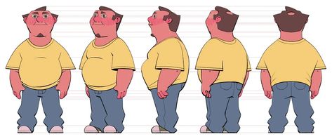 Cartoon Character Turnaround, Character Model Sheet T Pose, 2d Character Model Sheet, Father Character Design, Character Reference Sheet Poses, Character Design Turnaround, Character Turnaround Sheet, Model Sheet Character, Animation Classes