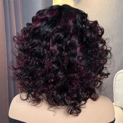 What Color Highlights For Dark Brown Hair, Short Dyed Hair Curly, Color Black Curly Hair, Chunky Red Highlights On Dark Hair Curly, Red Highlights On Dark Curly Hair, Dark Red Highlights In Brown Hair Curly, Red On Curly Hair, Black Hair Red Highlights Curly, Black Curly Hair With Red Highlights