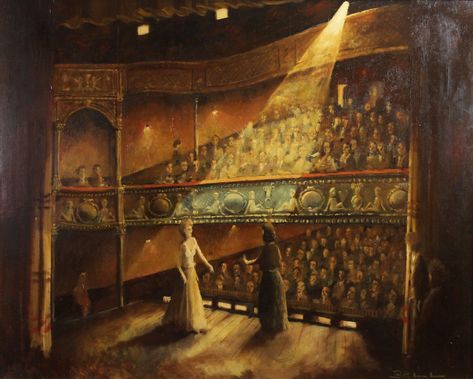 Theatrical Academia, Theatre Artwork, Theater Painting, Theatre Painting, Theatre Academia, Old Theatre, Theatre Aesthetic, Theatre Art, Theatre Pictures