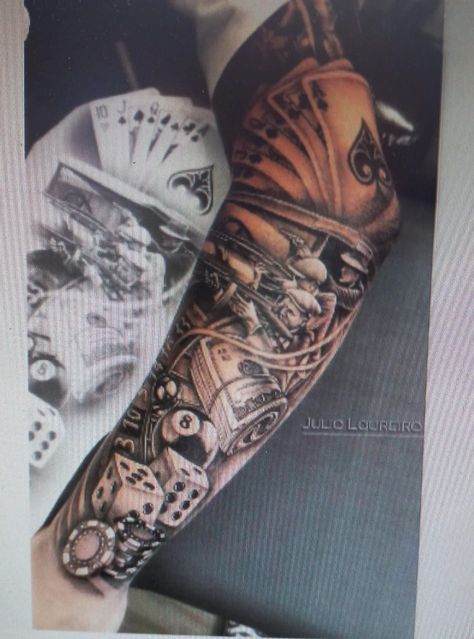 Tattoos Arm Mann, Tattoo Mafia, Arm Tattoos For Guys Forearm, Beautiful Tattoo Designs, Leg Sleeve Tattoos, Casino Tattoo, Leg Tattoo Ideas, Tattoo Ideas Males, Full Hand Tattoo