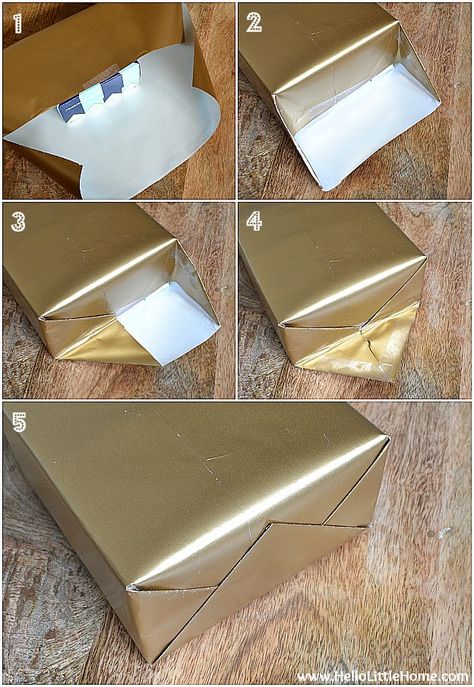 Crisp lines with no visible tape can be achieved using this simple gift wrapping method. Wrapping Tricks, How To Rap, Diy Christmas Gift Wrapping, Wrapping Tips, Gift Card Presentation, Gift Wrapping Tutorial, Gift Wrapping Techniques, Gift Wrapping Inspiration, Gift Wrapping Ideas